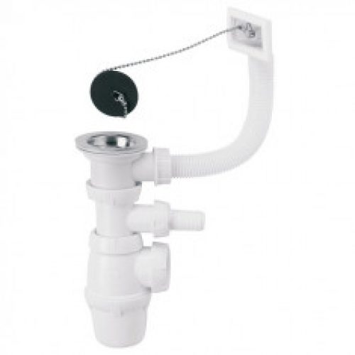 Ensemble complet vidage Ø50 mm avec prise machine à laver pour évier 1 bac – Wirquin Pro 30720482