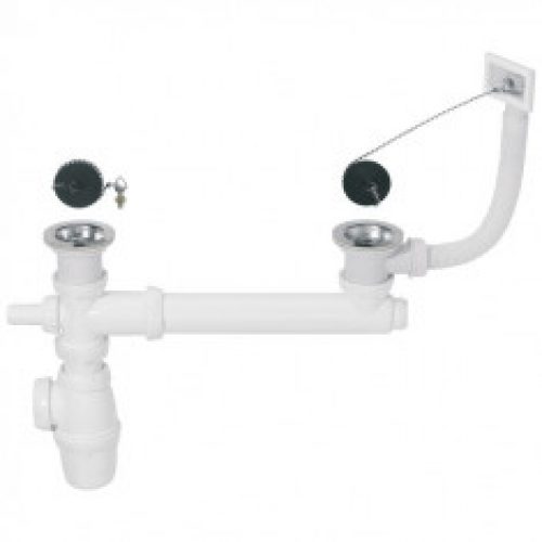 Ensemble complet vidage Ø50 mm pour évier 2 bacs – Wirquin Pro 30720413