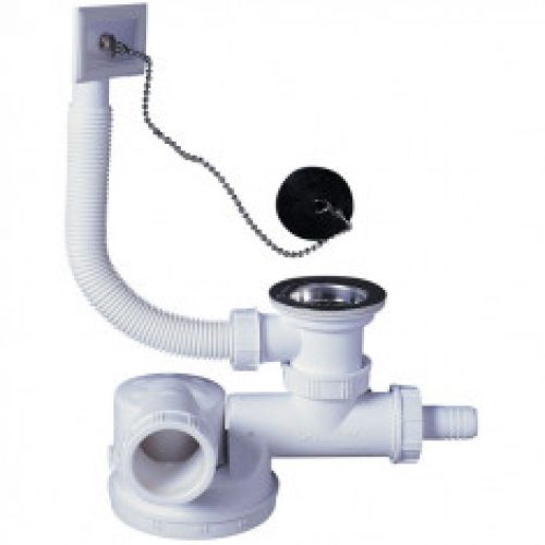 Ensemble complet vidage ESPACE Ø50 mm pour évier 1 bac – Wirquin Pro 30720483