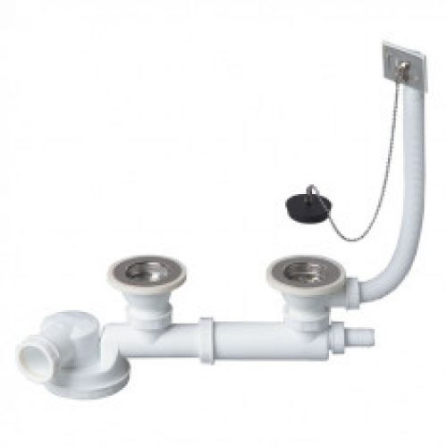 Ensemble complet vidage ESPACE Ø60 mm pour évier 2 bacs – Wirquin Pro 30720487