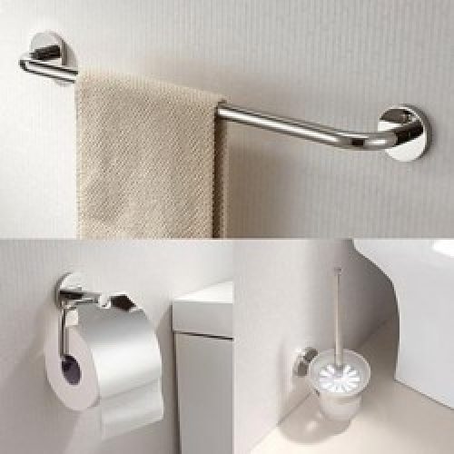 Ensemble d&rsquo;accessoire de salle de bain en inox poli miroir ( 3 pièces )