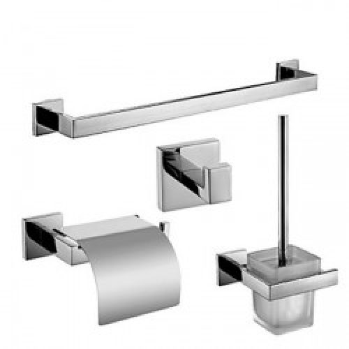 Ensemble d&rsquo;accessoire de salle de bain en inox poli miroir ( 4 pièces ) 62 x 30 x 9 cm