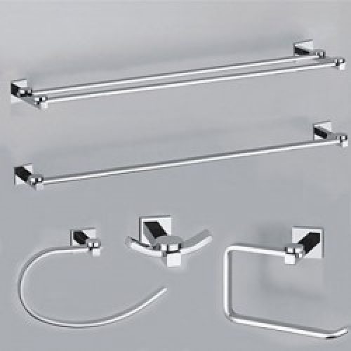 Ensemble d’accessoire de salle de bain en laiton argenté ( 5 pièces )