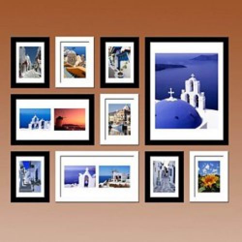 Ensemble de 10 cadres photos murale noirs et blancs en bois