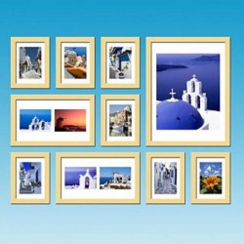 Ensemble de 10 cadres photos rectangulaires en bois naturel