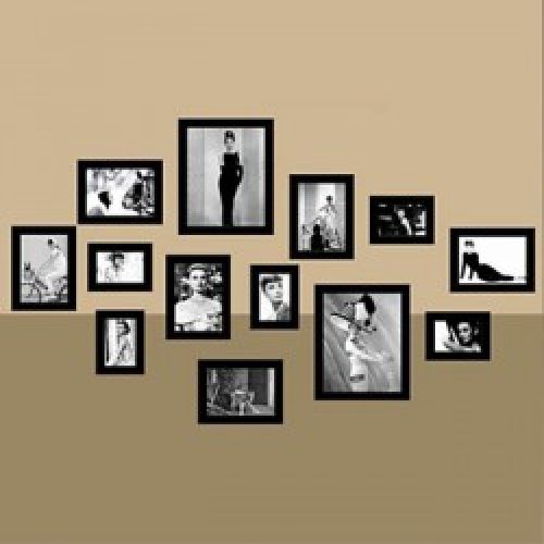 Ensemble de 13 cadres photos moderne en bois noir