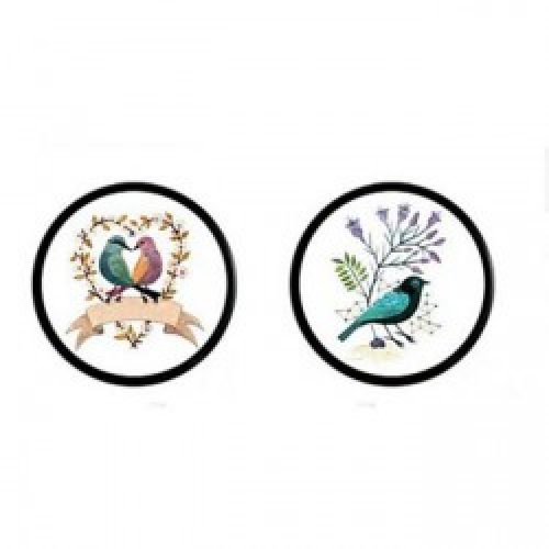 Ensemble de 2 cadres photos ronds de style rustique en bois noir