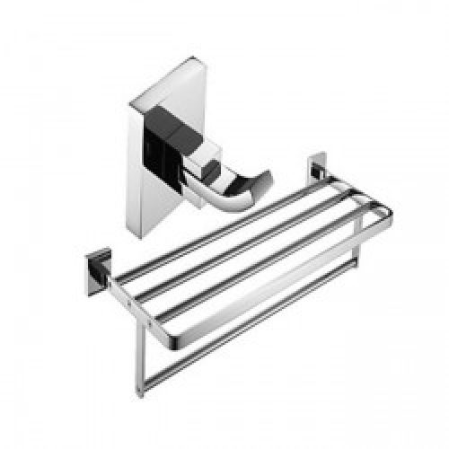 Ensemble de 2 pièces de salles de bain avec finition en laiton chromé ( porte-serviettes et patère de vêtements )