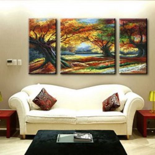 Ensemble de 3 décorations murales abstraites de style moderne peintes à l’huile