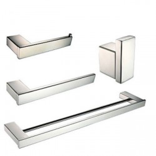 Ensemble de 4 accessoires de salle de bain en inox poli miroir 63 x 14.5 x 16 cm