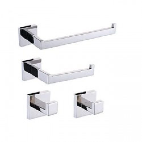 Ensemble de 4 accessoires de salle de bain en inox poli miroir