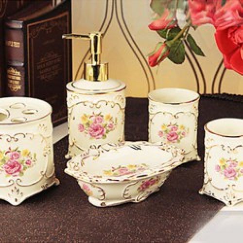 Ensemble de 5 accessoires de salles de bain de style européen