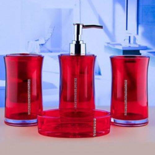 Ensemble de 5 accessoires pour produits de salle de bains de style contemporain en fibre acrylique continental