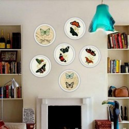 Ensemble de 5 cadres photos ronds de style rustique en bois blanc