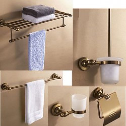 Ensemble de 5 pièces d&rsquo;accessoire de salle de bain en aluminium