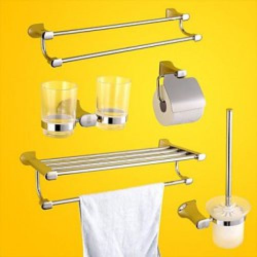 Ensemble de 5 pièces d&rsquo;accessoire de salle de bain en laiton chromé