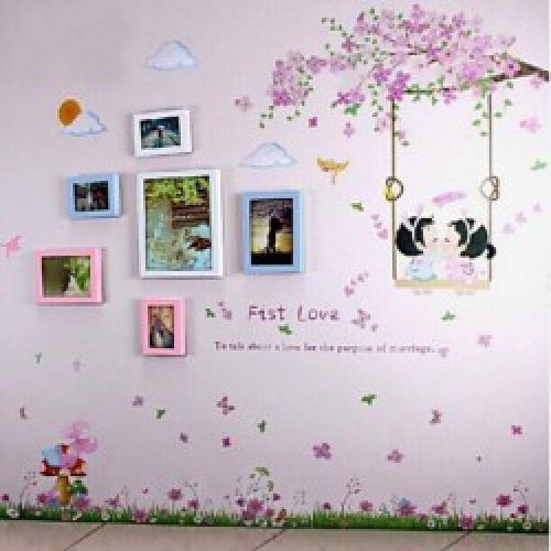 Ensemble de 6 cadres photos de style contemporain en bois avec décoration murale