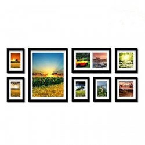 Ensemble de 8 cadres photos de style contemporain en bois noir