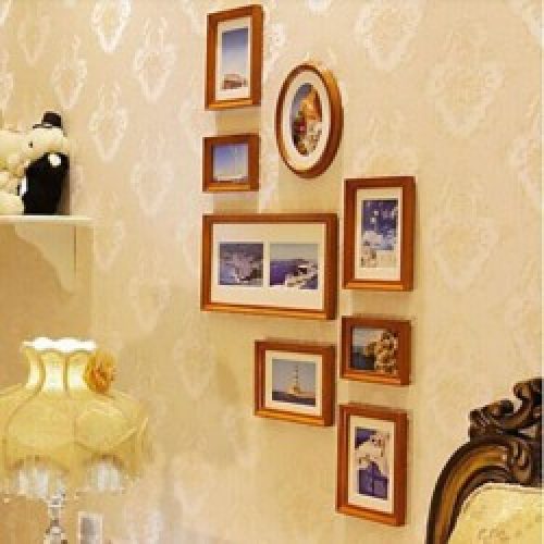 Ensemble de 8 cadres photos de style moderne en bois marron