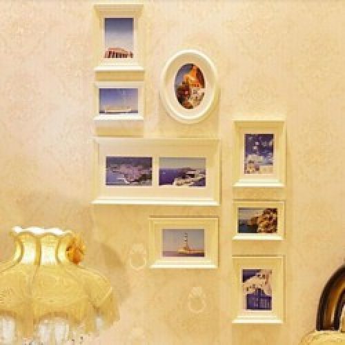 Ensemble de 8 cadres photos différentes formes en bois