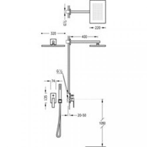 Ensemble de douche 2 voies Chr/Blc TRES SLIM