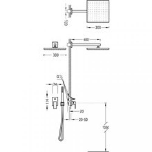 Ensemble de douche 2 voies CUADRO-TRES