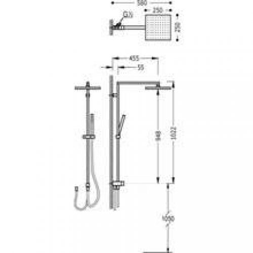 Ensemble de douche anti-calcaire CUADRO TRES