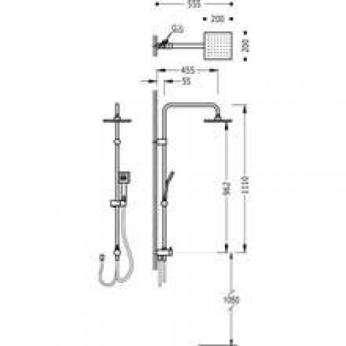 Ensemble de douche anticalcaire flexible agrafé