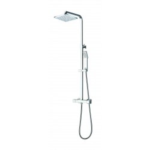 Ensemble de douche chromé – mitigeur thermostatique – tête 20 x 20 cm – Kisco – AZZURO