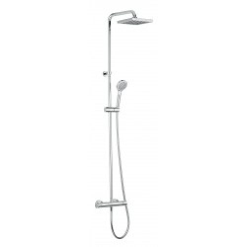 Ensemble de douche chromé – mitigeur thermostatique – tête 20 x 20 cm – New Road – NOBILI
