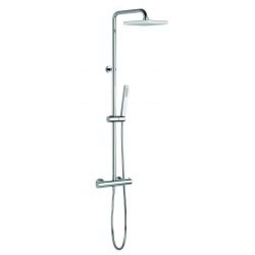 Ensemble de douche chromé – mitigeur thermostatique – tête carrée 20 x 20 cm – Plus – NOBILI