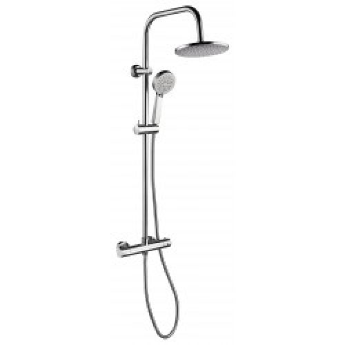 Ensemble de douche chromé – thermostatique – douchette 3 jets – tête diam. 20cm – Goia – AZZURO