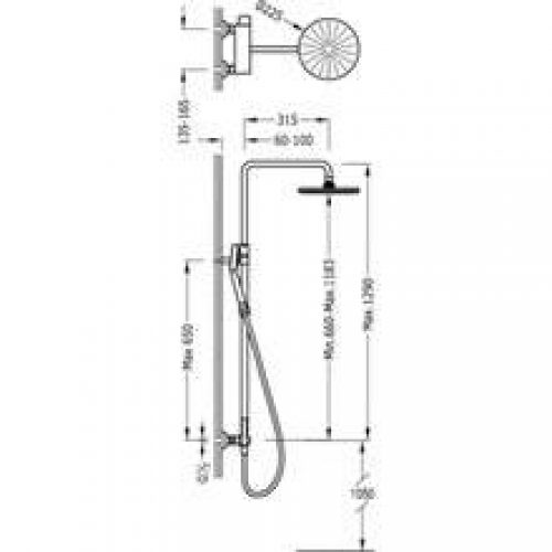 Ensemble de douche Lex Tres rond barre…