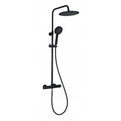 Ensemble de douche noir – thermostatique – tête diam. 25 cm – Kissy – AZZURO