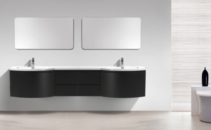 Ensemble de meubles de salle de bain LAURANCE 2400, noir mat – forme arrondie