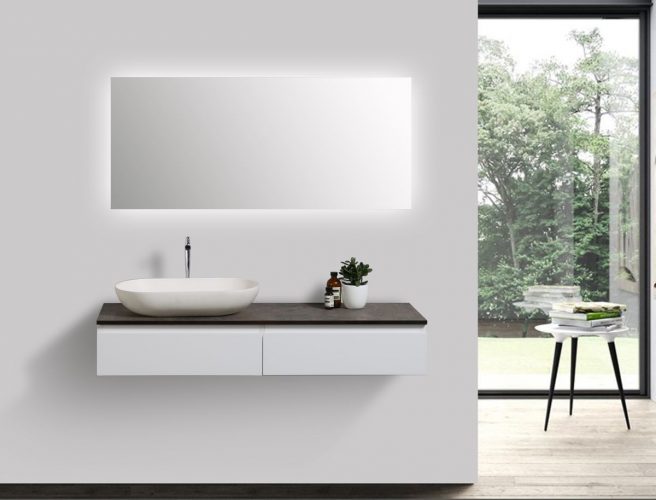 Ensemble de salle de bain Vision 1200 blanc mat – miroir et vasque en option