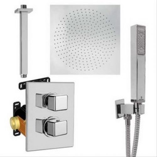 Ensemble douche à encastrer thermostatique Therm Kubick P-Pro 200x200mm