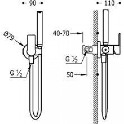 Ensemble encastré pour bidet Loft Tres