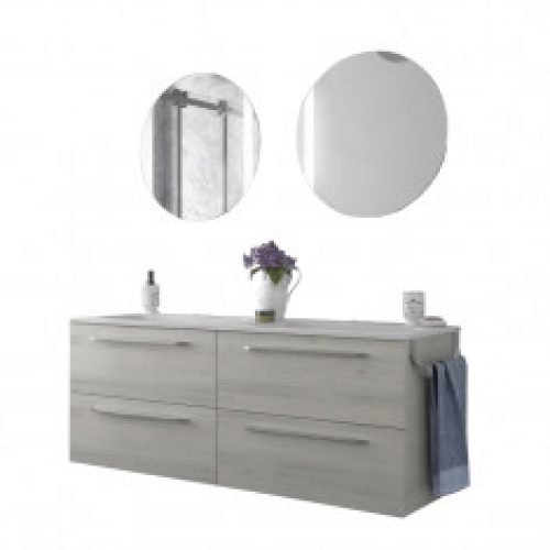 Ensemble meuble de salle de bain FUSSION CHROME 1400 Sbiancato – Salgar