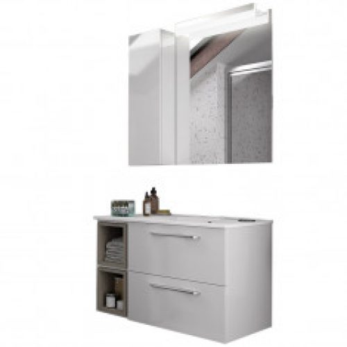 Ensemble meuble de salle de bain FUSSION CHROME 855/G Blanc brillant – Salgar