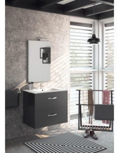 Ensemble Pack meuble salle de bain 2 tiroirs gris anthracite