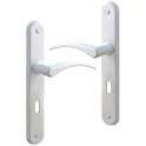 Ensemble poignée de porte Eva plaque perçage clé – Alu blanc