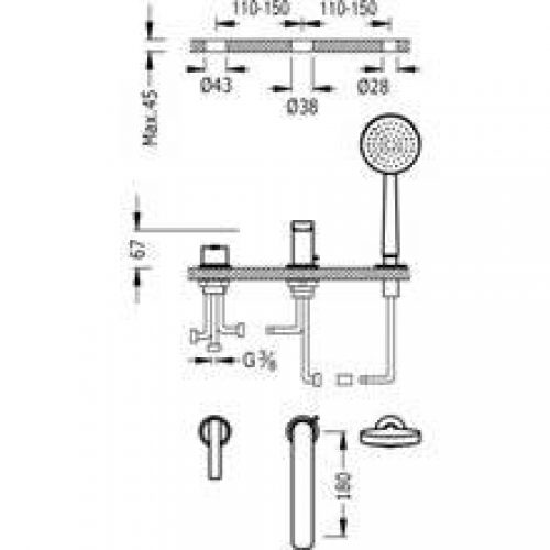 Ensemble pour baignoire Lex-Tres deux tailles