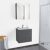 Ensemble Salle De Bains Meuble Ginko Gris Plan Vasque Resine Armoire De Toilette L605 X H585 X P405 Cm