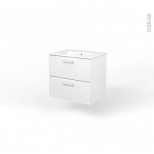 Ensemble Salle De Bains Meuble Milo Blanc Plan Vasque Ceramique L615 X P46 X H565 Cm