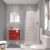 Ensemble Salle De Bains Meuble Milo Rouge Plan Vasque Ceramique Miroir Eclairage Robinet Chrome L615 X P46 X H565 Cm