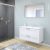 Ensemble Salle De Bains Meuble Static Blanc Plan Vasque Resine Miroir Et Eclairage L1005 X H585 X P505 Cm