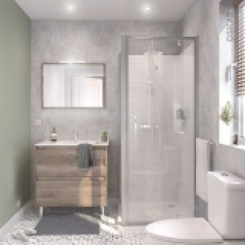 Ensemble Salle De Bains Meuble Tina Bois Plan Vasque Ceramique Miroir Eclairage Robinet Chrome L81 X P465 X H82 Cm