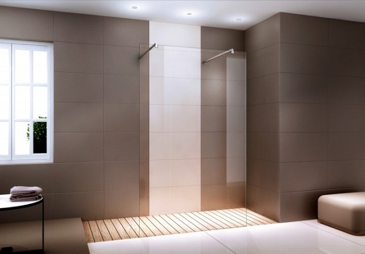 Espace de douche sans porte EX105 en verre véritable nano – clair – largeur sélectionnable