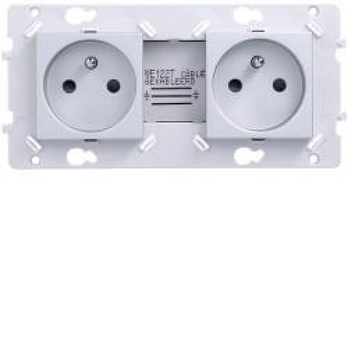 ess. Prise double 2P+T Titane HAGER WE122T